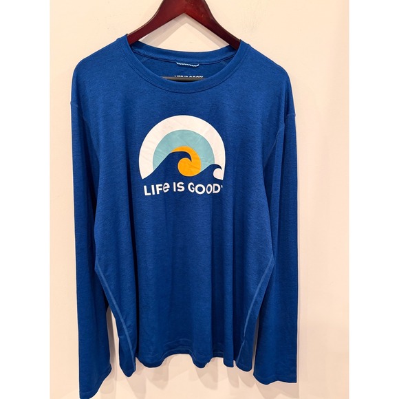 Life Is Good Other - Life is Good Active Mens Blue Long Sleeve Graphic T-Shirt Wave Rainbow Large NWT